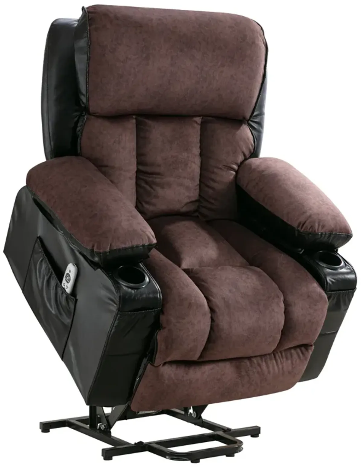 38.58 in. W Leather Recliner with Remote Control, Tufted and Storage