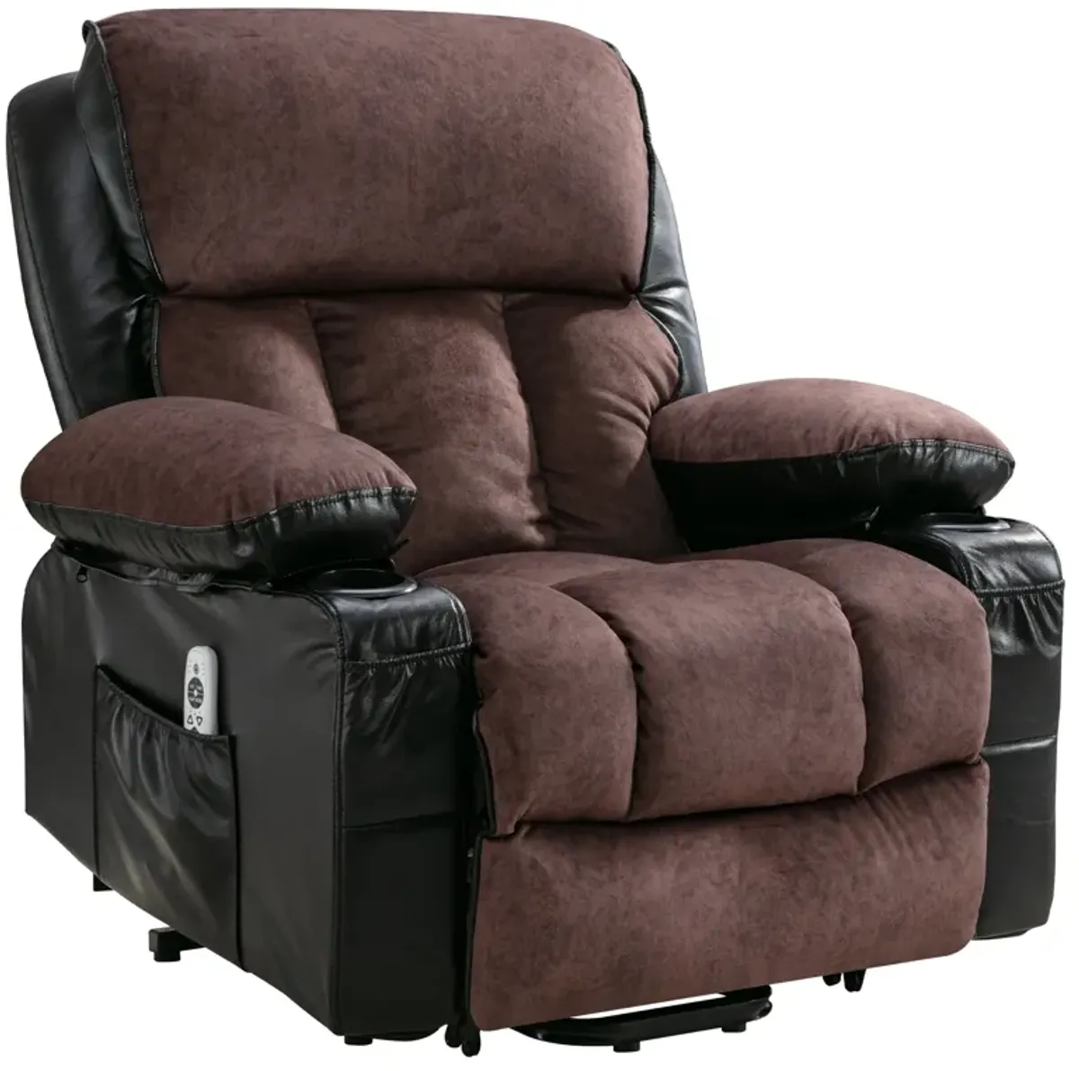 38.58 in. W Leather Recliner with Remote Control, Tufted and Storage