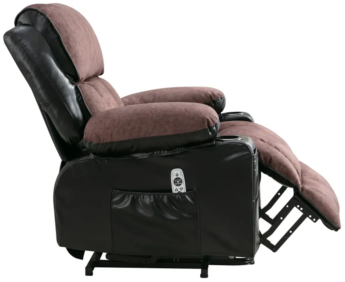 38.58 in. W Leather Recliner with Remote Control, Tufted and Storage