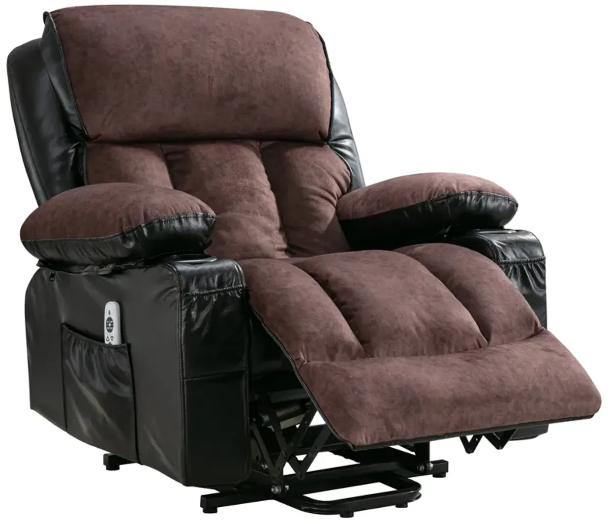 38.58 in. W Leather Recliner with Remote Control, Tufted and Storage