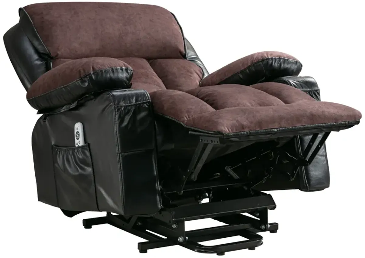 38.58 in. W Leather Recliner with Remote Control, Tufted and Storage