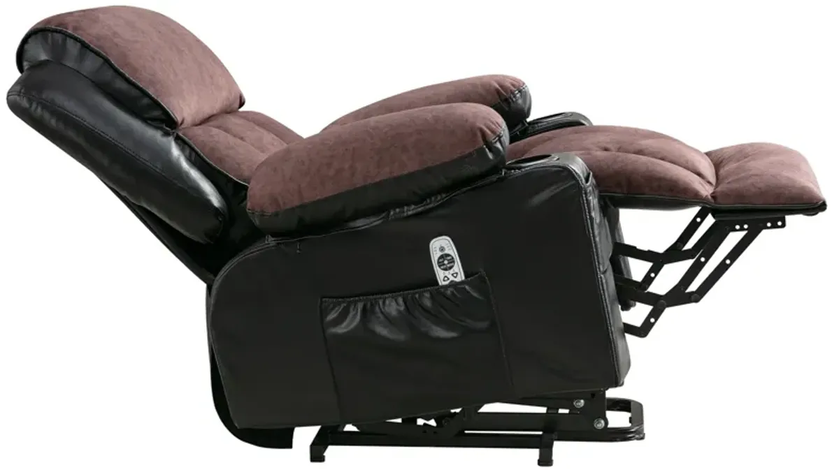 38.58 in. W Leather Recliner with Remote Control, Tufted and Storage