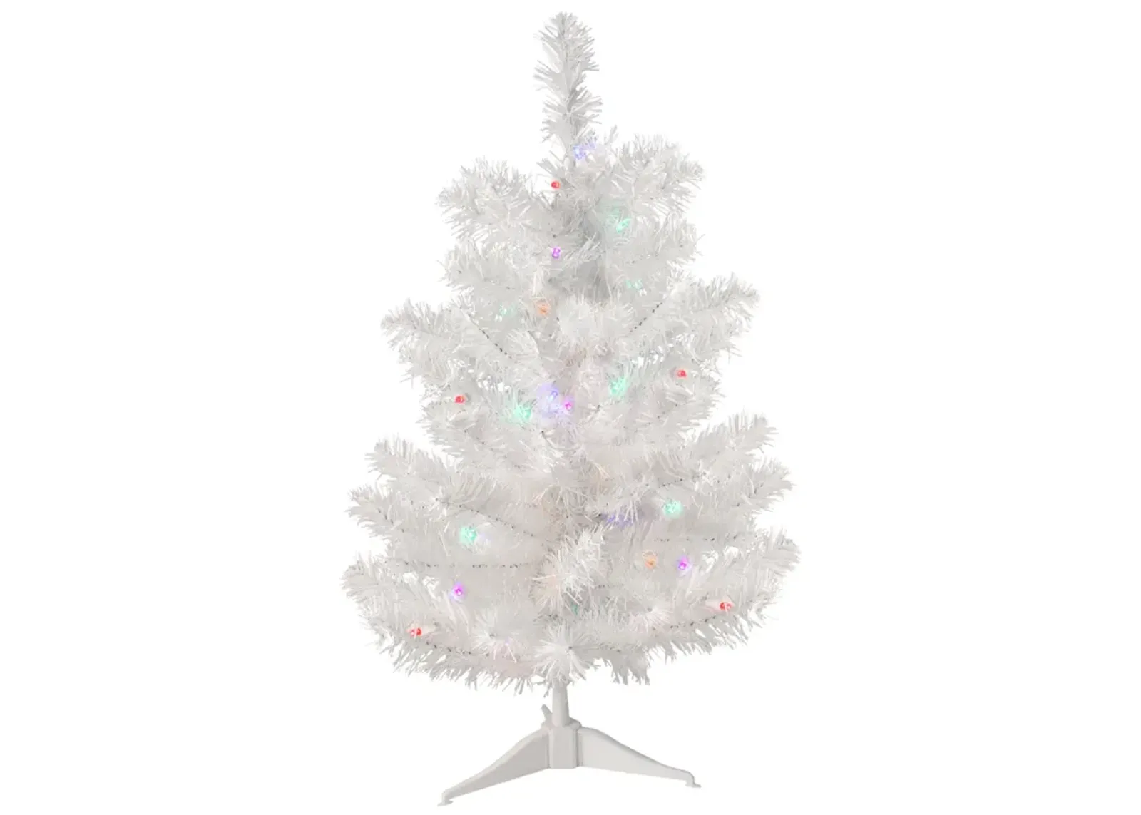 2' Pre-Lit Medium Snow White Pine Artificial Christmas Tree - Multicolor LED Lights