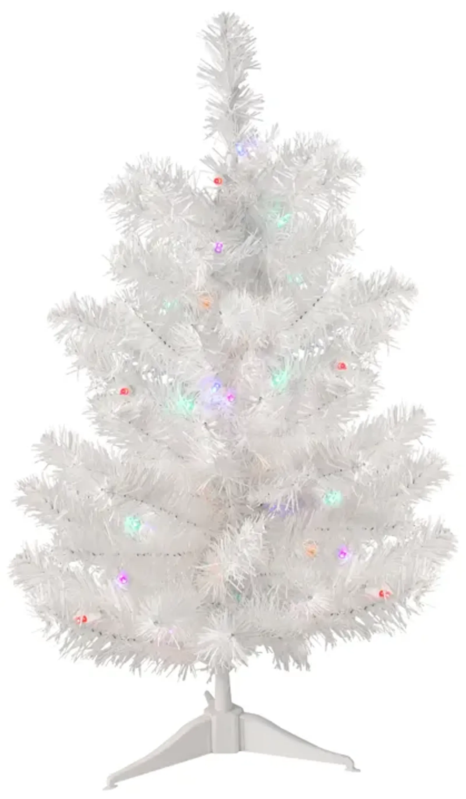 2' Pre-Lit Medium Snow White Pine Artificial Christmas Tree - Multicolor LED Lights