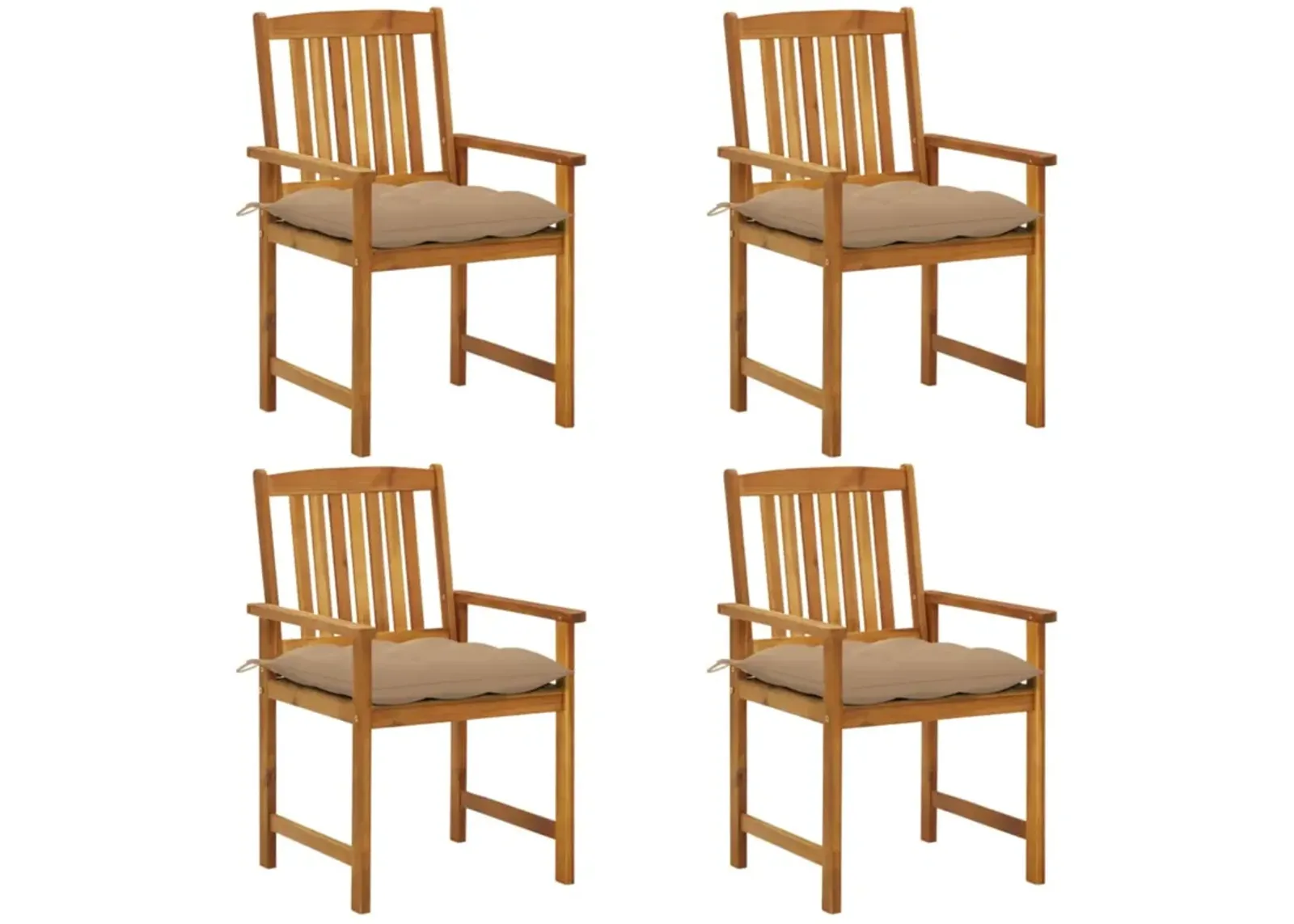 vidaXL Director's Chairs with Cushions 4 pcs Solid Acacia Wood