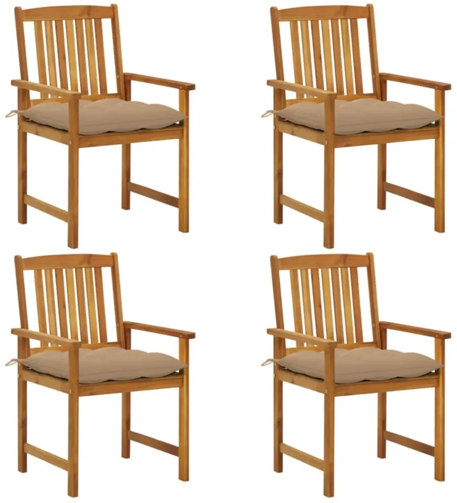 vidaXL Director's Chairs with Cushions 4 pcs Solid Acacia Wood