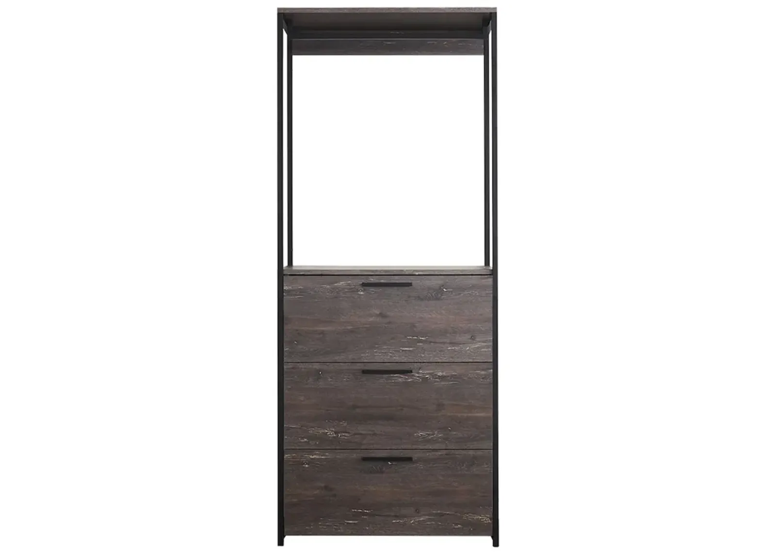 FC Design Klair Living Wood Walk-in Closet with Three Drawers and One Shelf in Rustic Gray