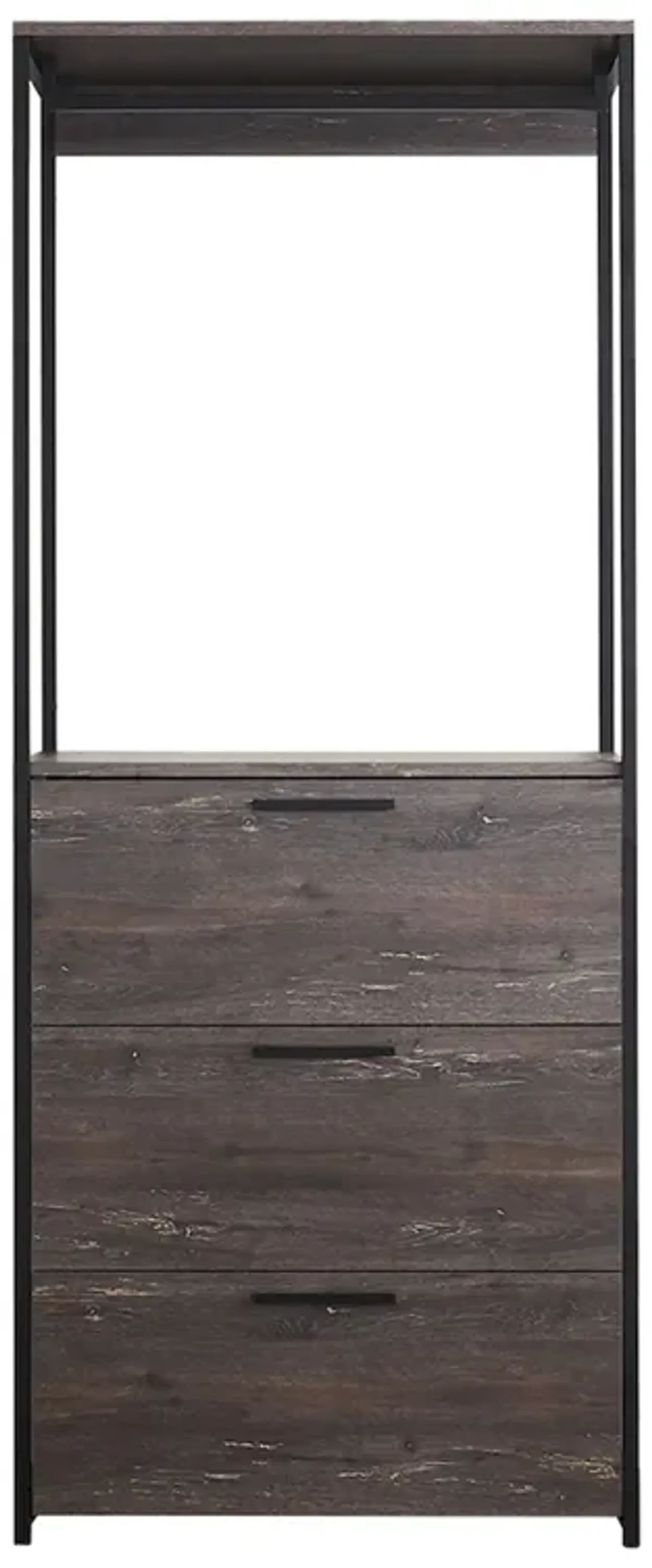 FC Design Klair Living Wood Walk-in Closet with Three Drawers and One Shelf in Rustic Gray