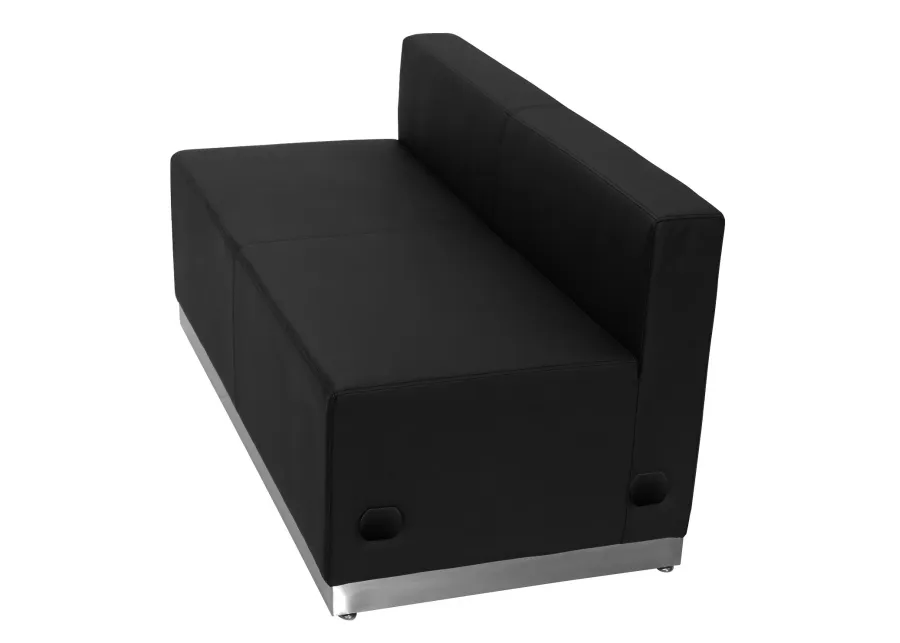 Flash Furniture HERCULES Alon Series Black LeatherSoft Loveseat with Brushed Stainless Steel Base