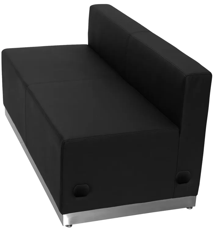 Flash Furniture HERCULES Alon Series Black LeatherSoft Loveseat with Brushed Stainless Steel Base