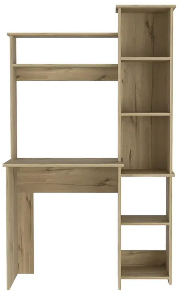 Streamdale Versailles Desk with Shelves and Cubbies - Light Oak