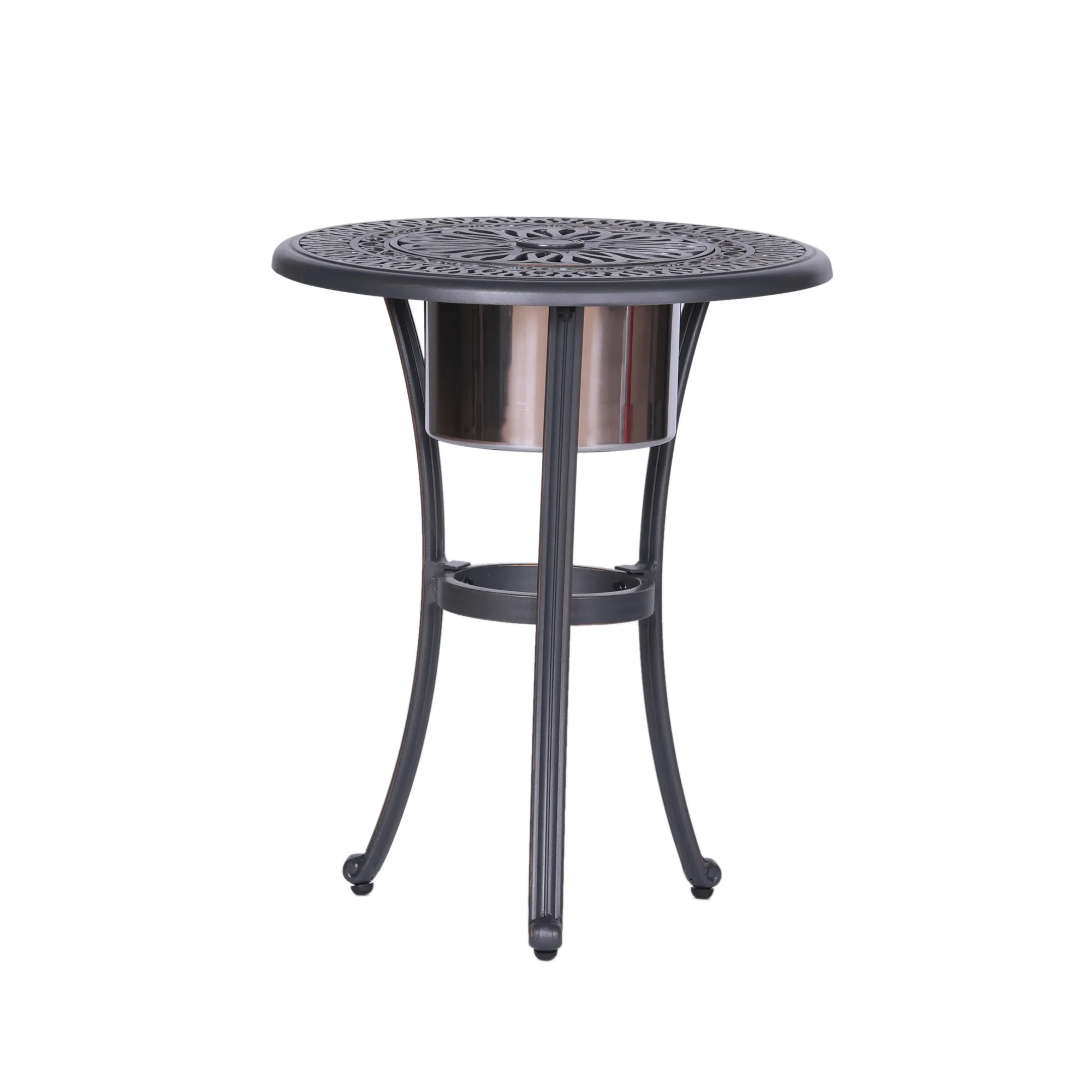 22" Round Ice Bucket Table in Black