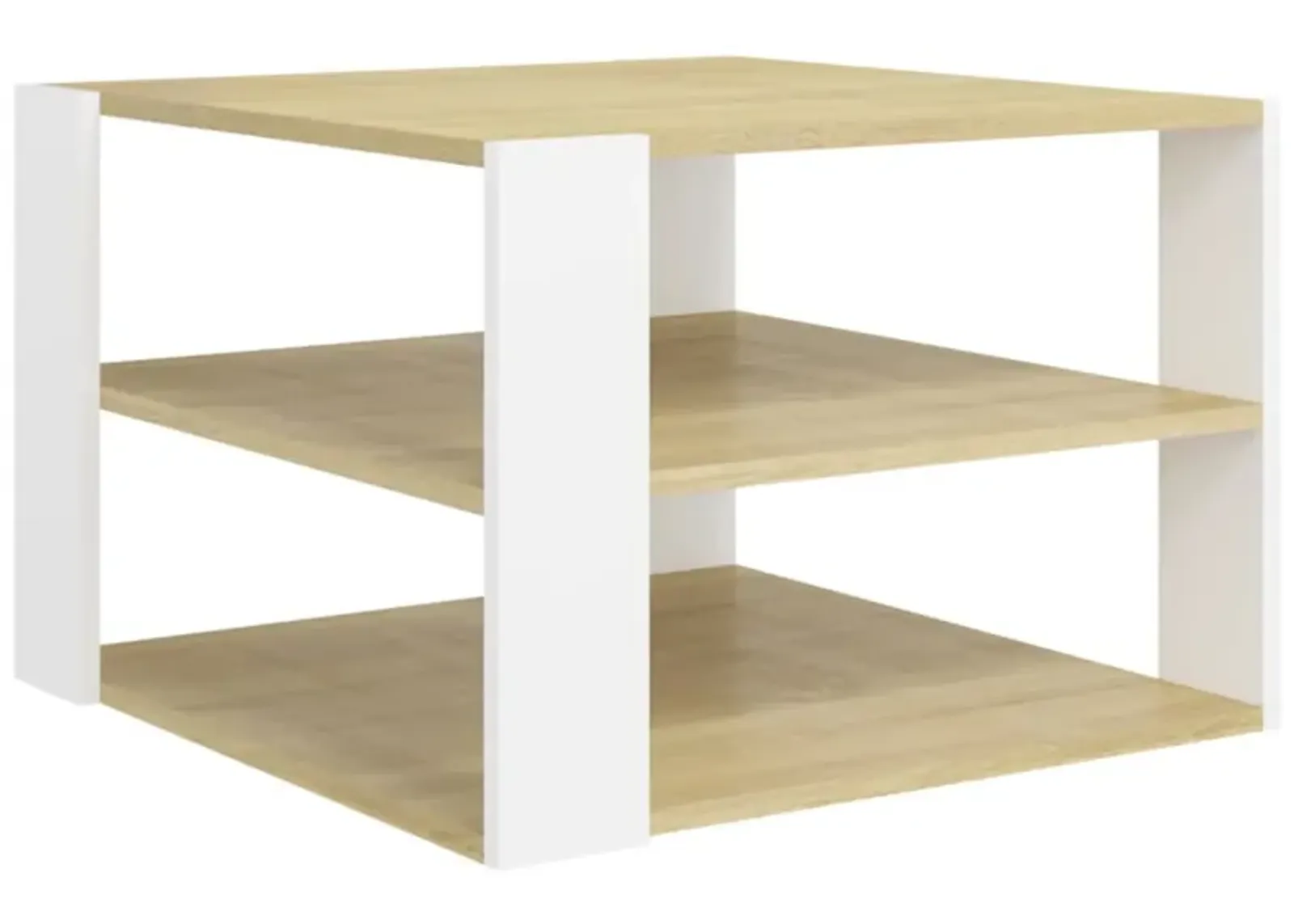 vidaXL Coffee Table Sonoma Oak and White 24"x24"x16" Chipboard