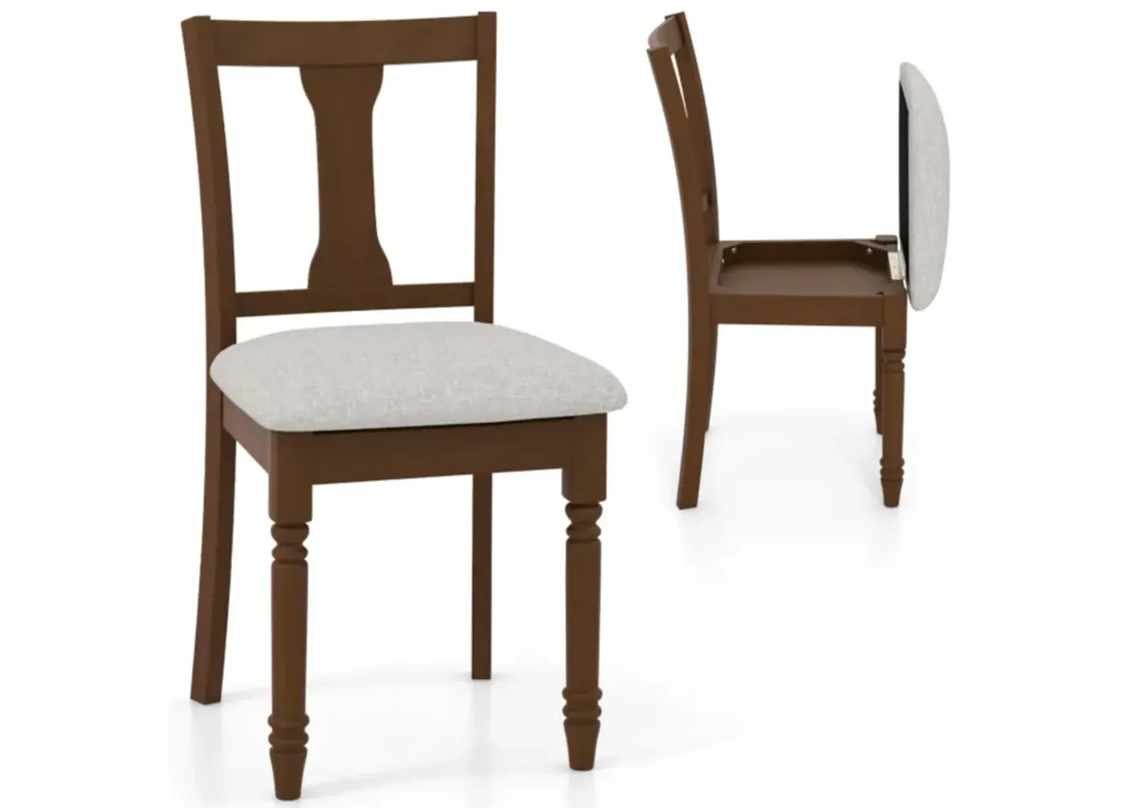 Hivvago Kitchen Dining Chair with Linen Fabric and Storage Space