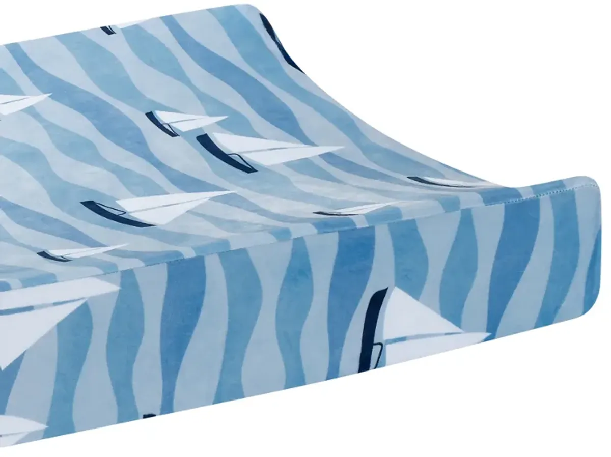 Lambs & Ivy Little Skipper Nautical Ocean Sailboat Soft Changing Pad Cover