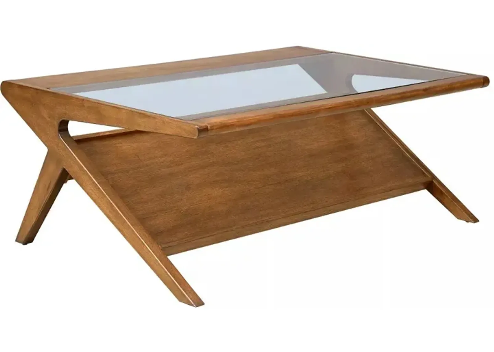 Belen Kox Rocket Pecan Coffee Table with Tempered Glass, Belen Kox