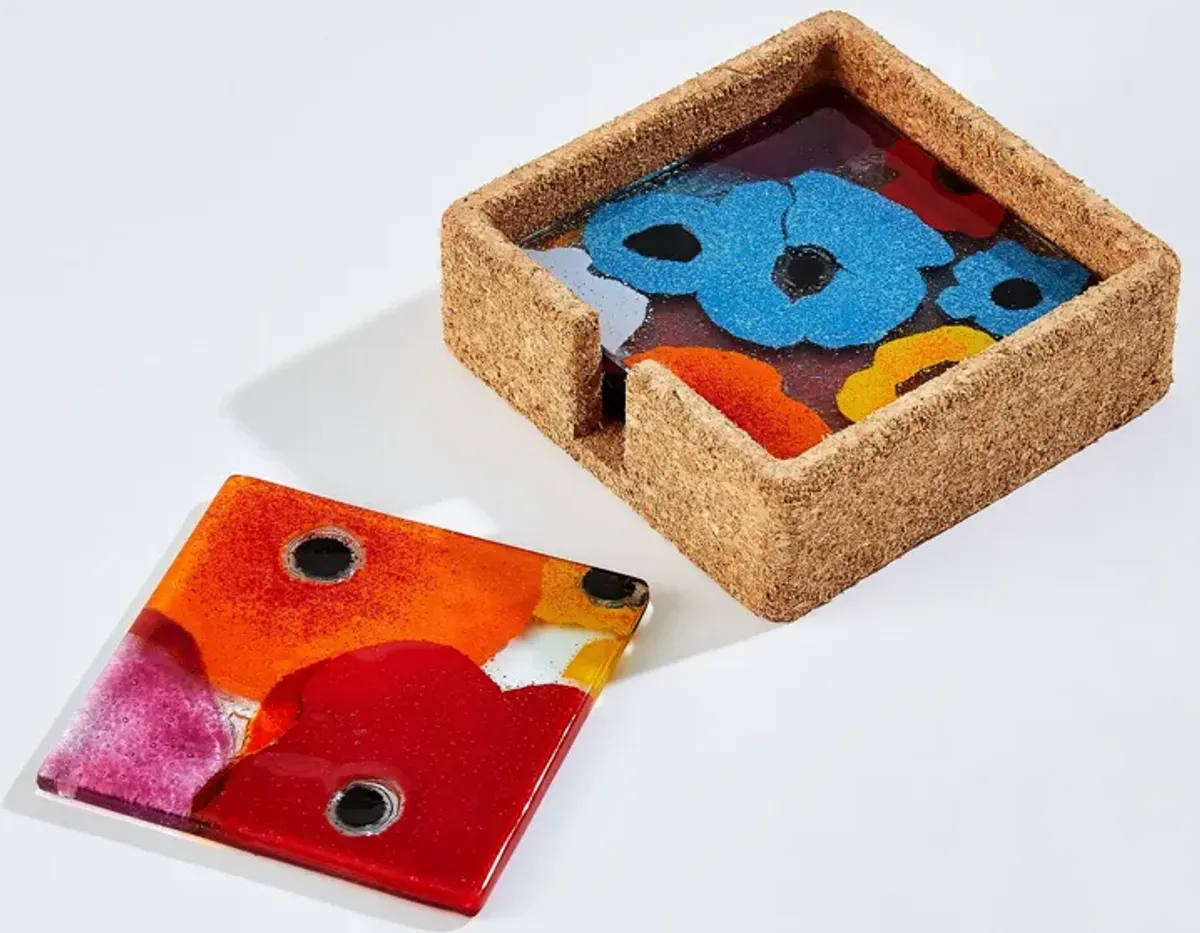 Fused Floral Coaster Set