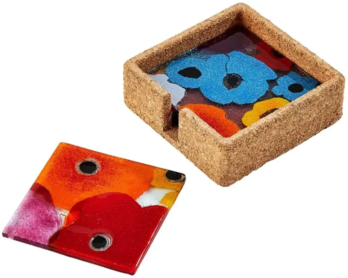 Fused Floral Coaster Set