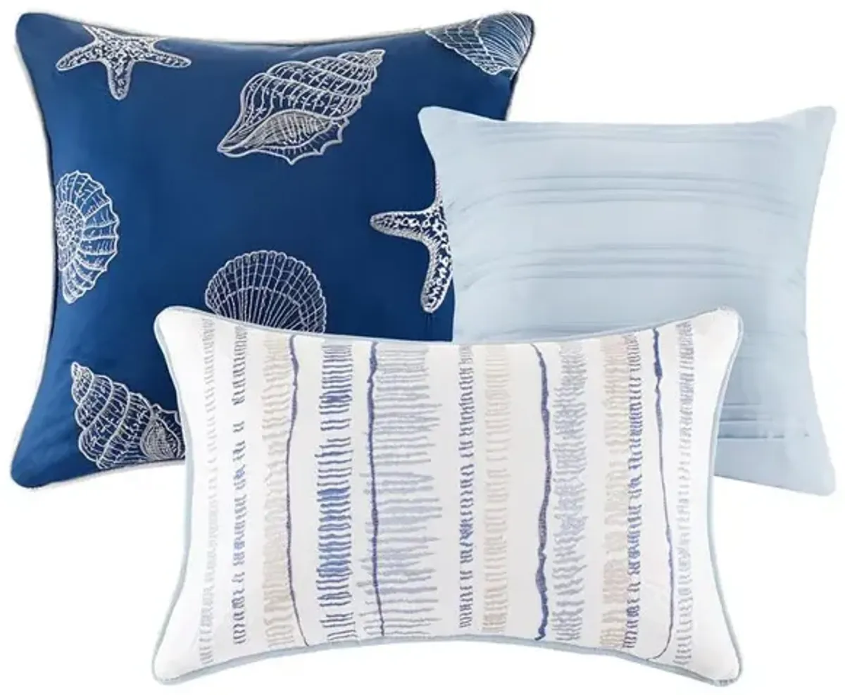 Belen Kox Coastal Blue Watercolor 6-Piece Coverlet Set, Belen Kox