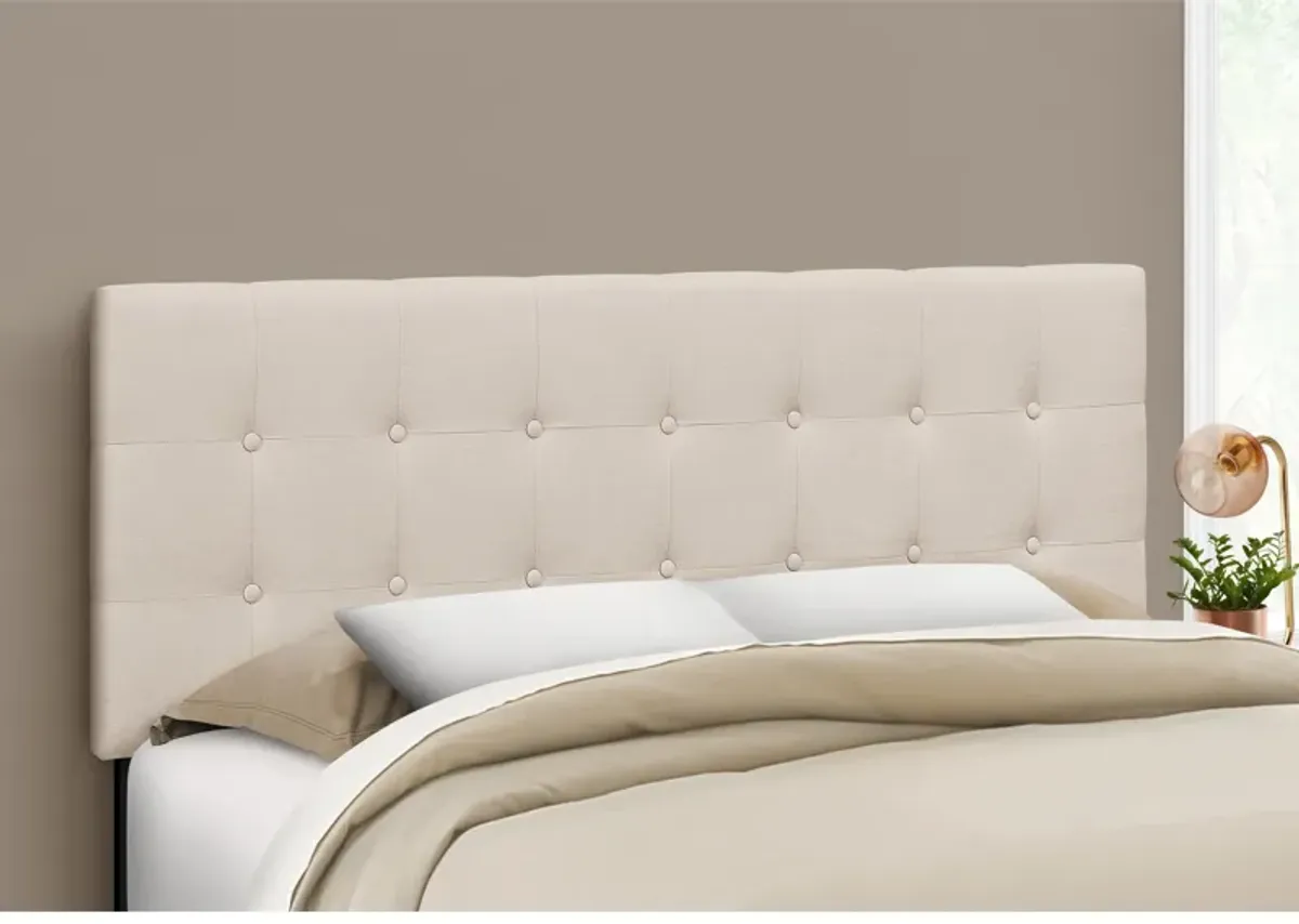 Monarch Specialties I 6004Q Bed, Headboard Only, Queen Size, Bedroom, Upholstered, Linen Look, Beige, Transitional