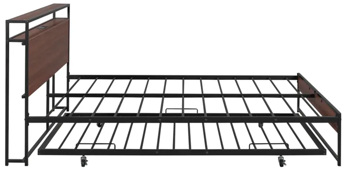 Merax Metal Platform Bed Frame with Trundle