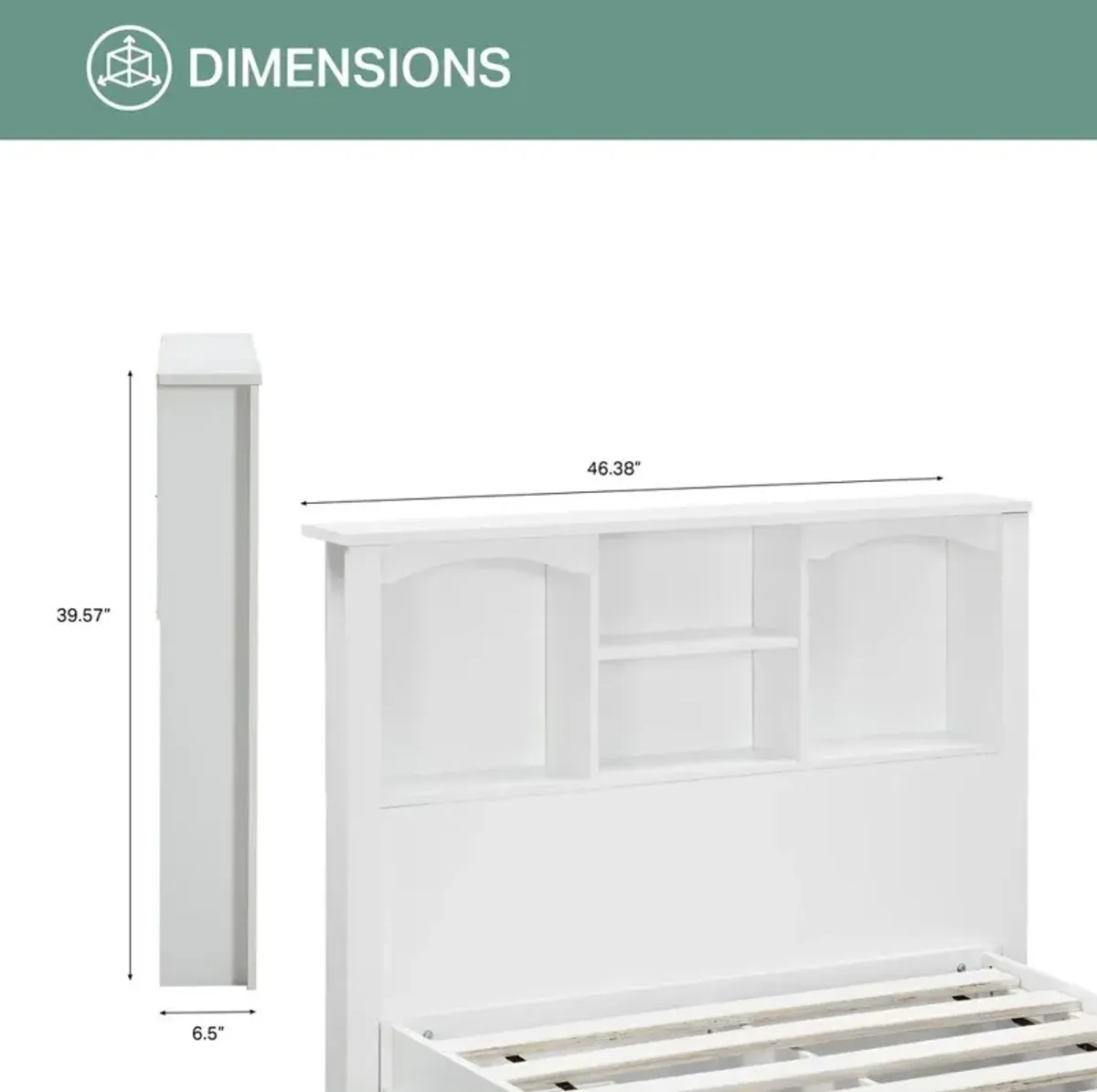American Furniture Classics Twin Sized Bookcase Headboard and Twin Sized Platform Bed Combo in White