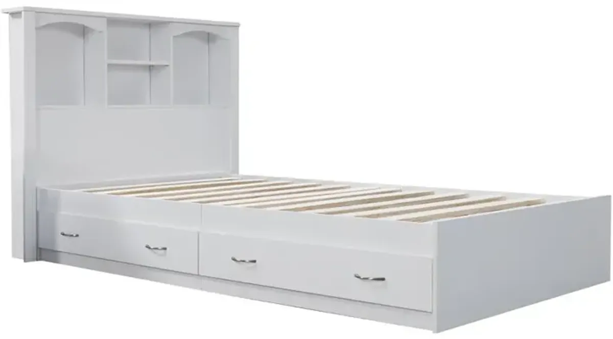 American Furniture Classics Twin Sized Bookcase Headboard and Twin Sized Platform Bed Combo in White