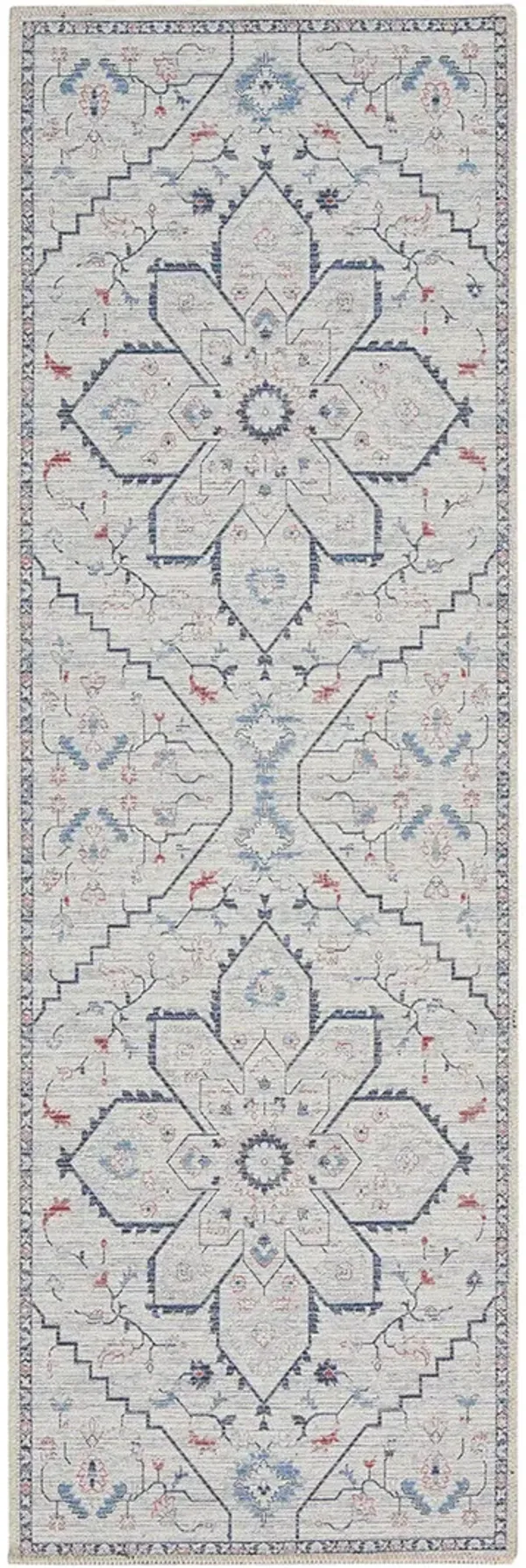Machine Washable Series 1 SR110 Ivory/Blue 2'2" x 10' Rug