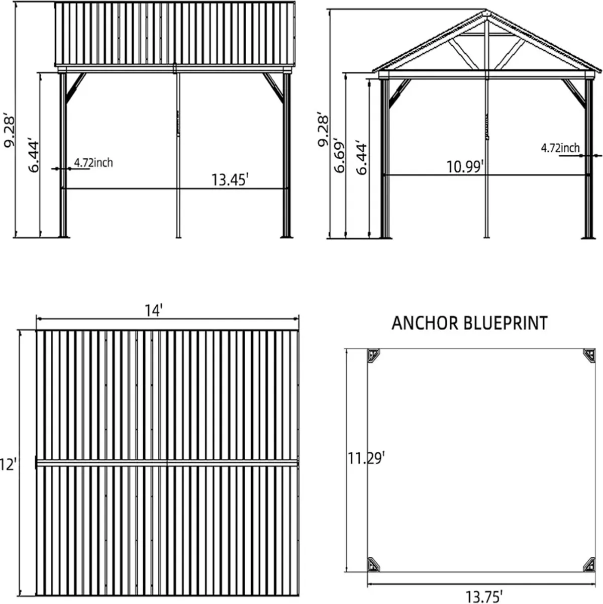 MONDAWE 12x14ft Hardtop Gazebo Outdoor Aluminum Gazebo with Galvanized Steel Gable Canopy for Patio Decks Backyard (Yellow-Brown)