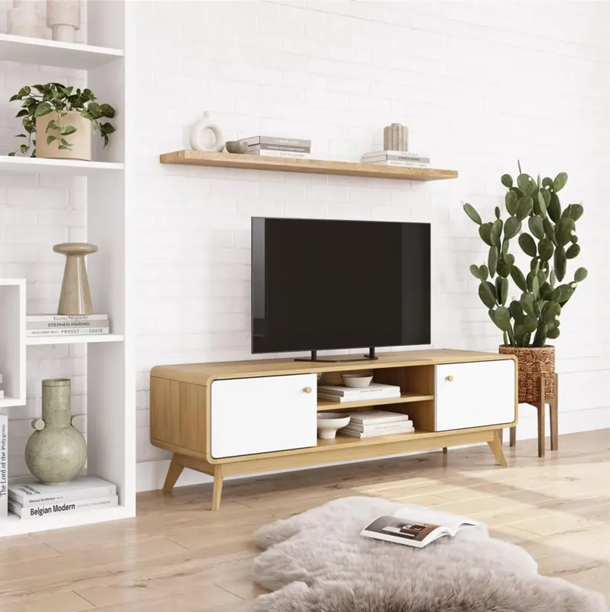 Leva Scandinavian 2 Door Rounded TV Stand