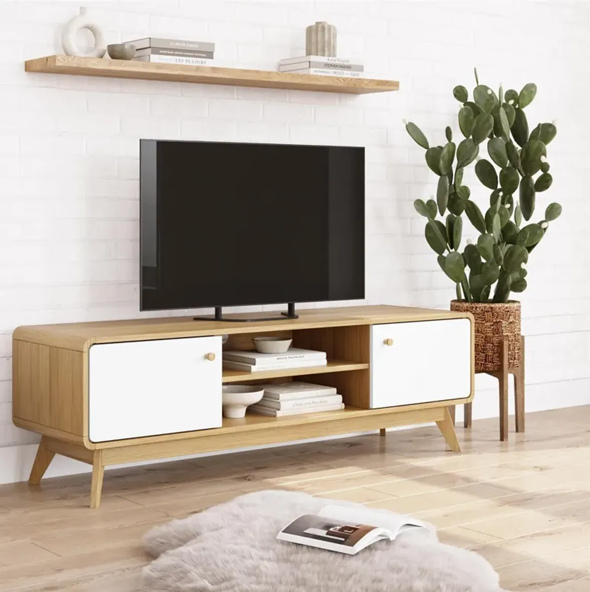 Leva Scandinavian 2 Door Rounded TV Stand