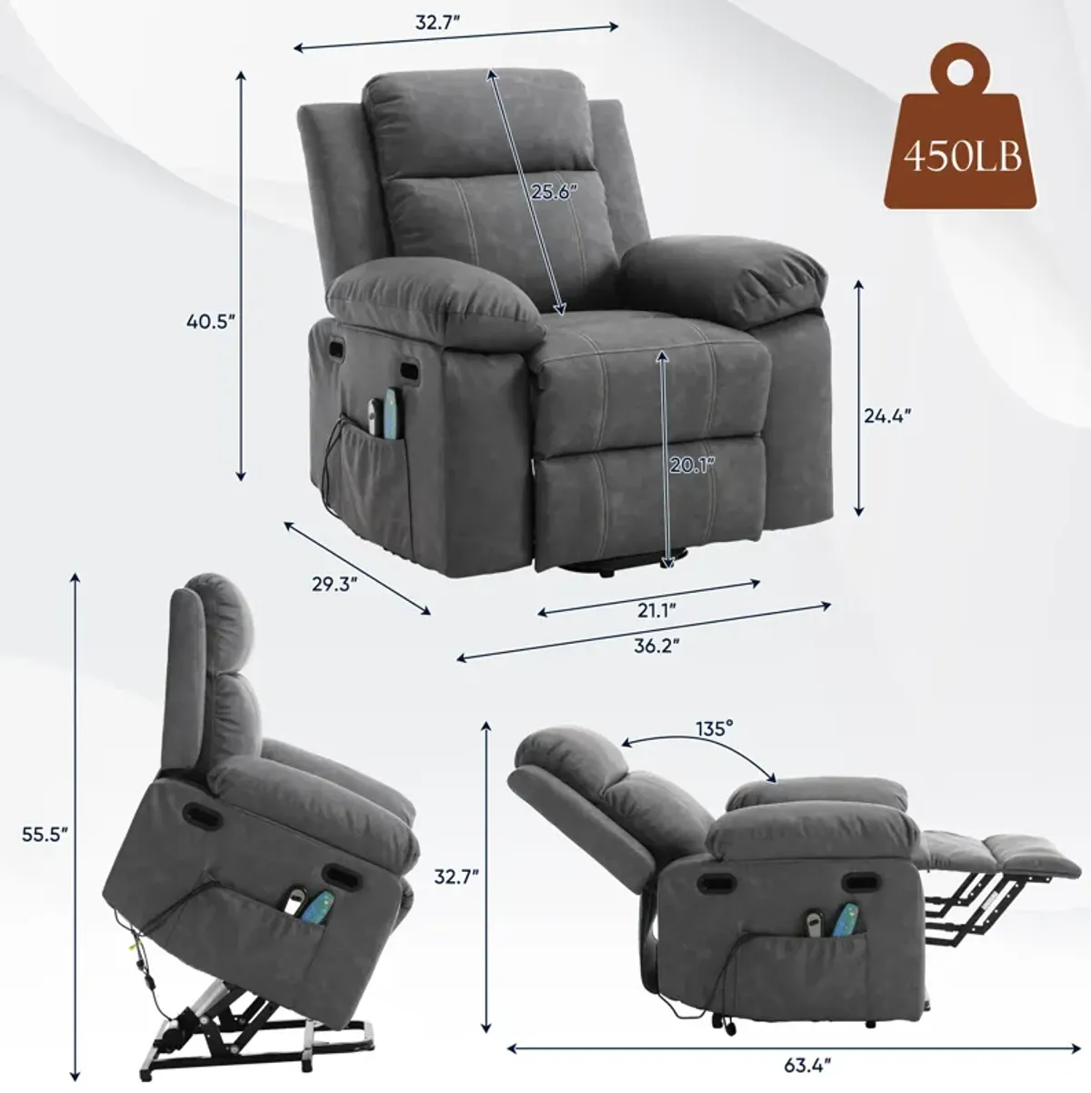 Merax Electric Power Lift PU Recliner Chair