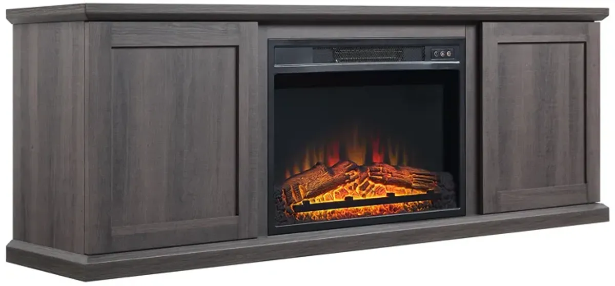 Franklin Brown TV Stand with Electric Fireplace