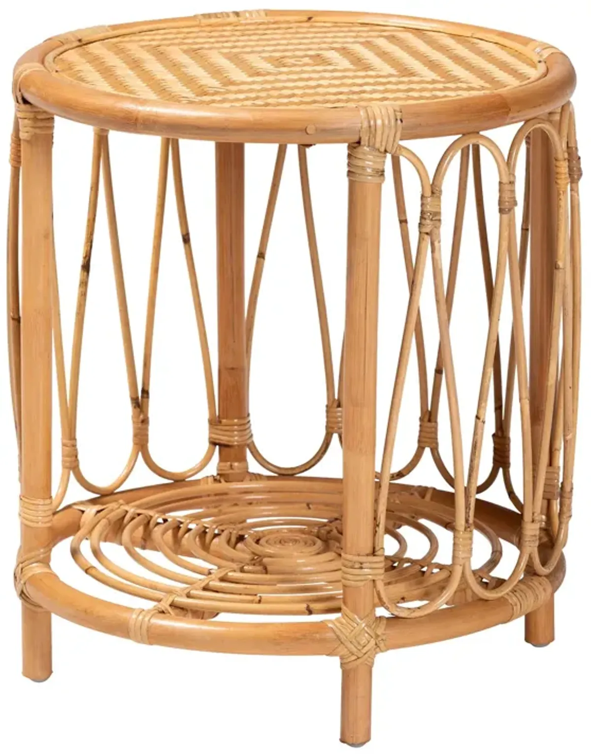 bali & pari Berilo Bohemian Light Honey Rattan End Table