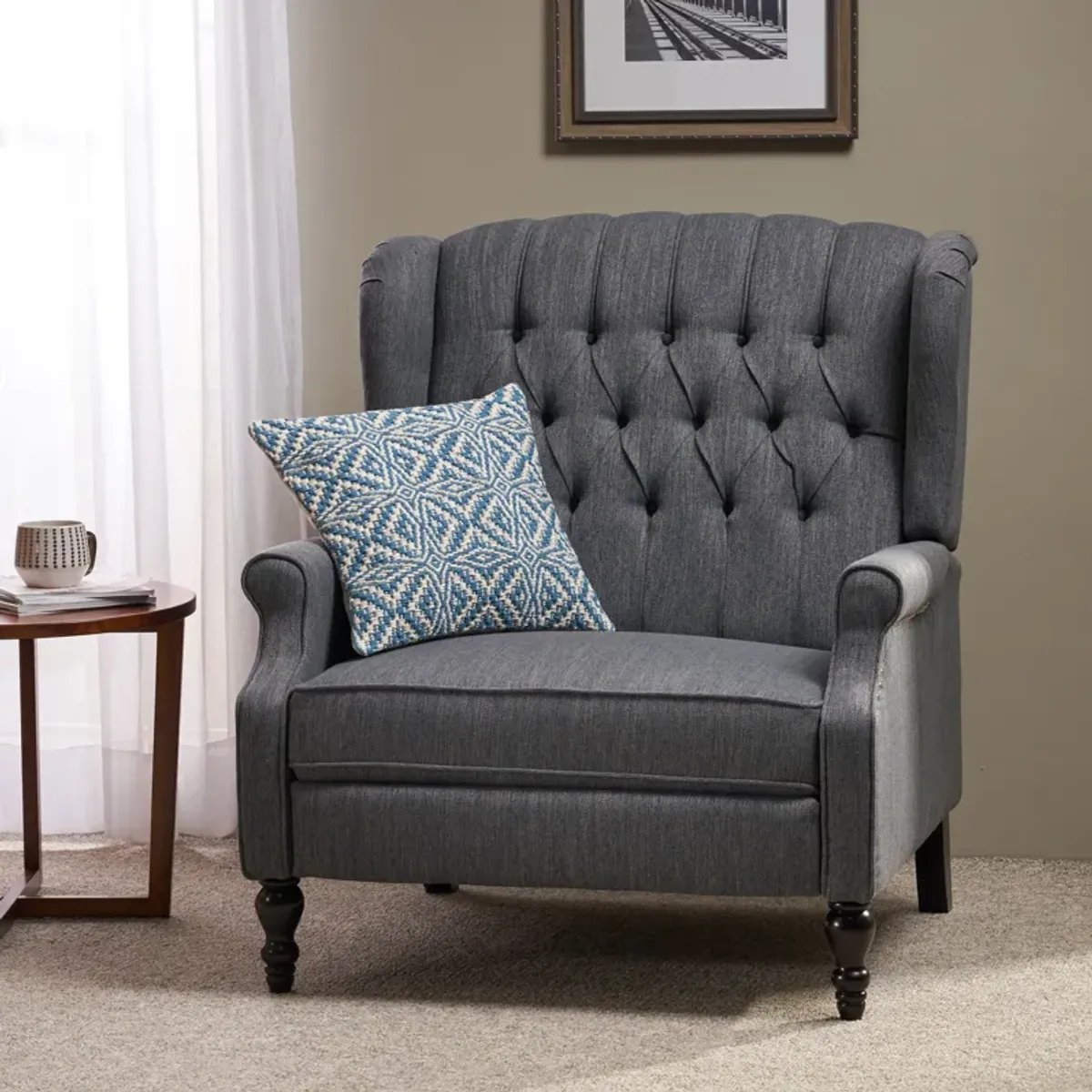 Diamond Stitch Wingback Manual Recliner Comfort and Style United