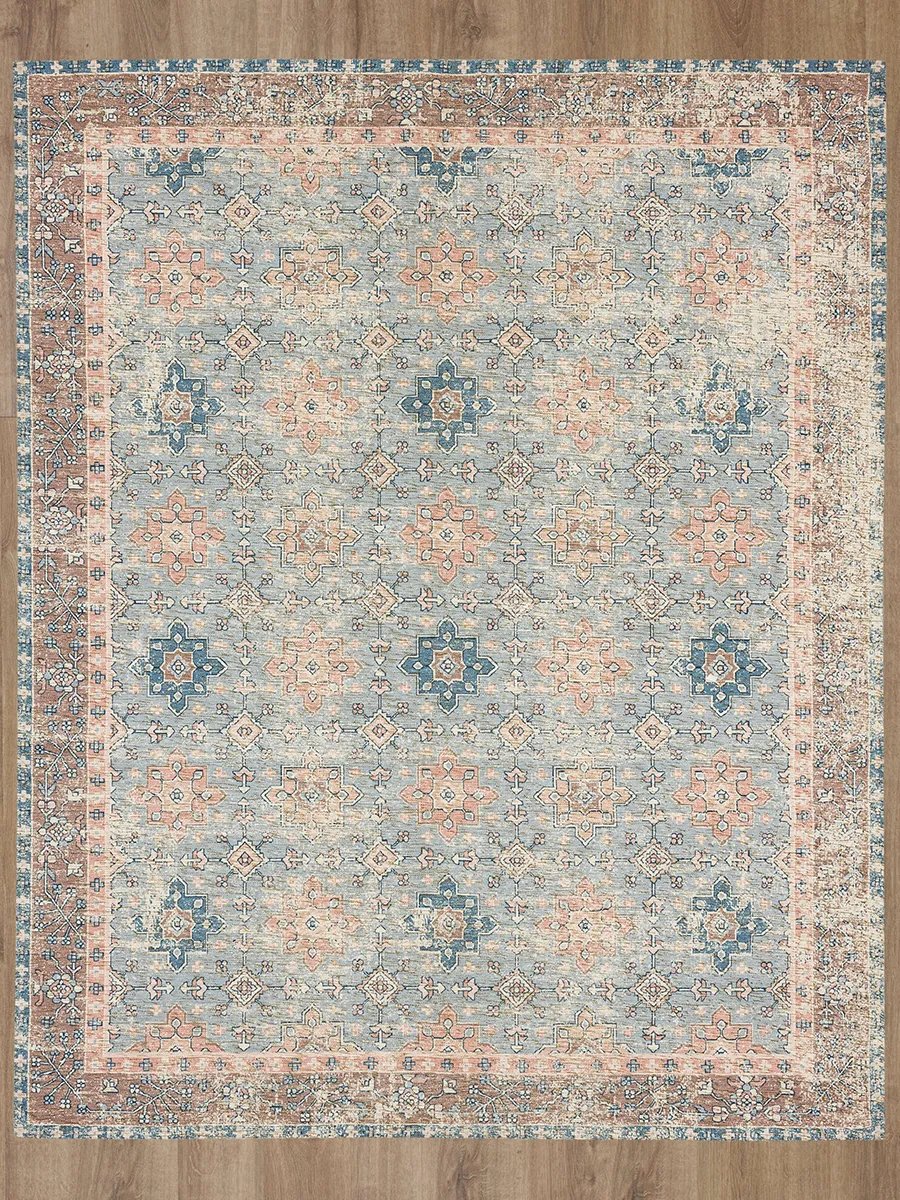 Zula Hazega Blue/Rose 2' 4" X 8' Rug