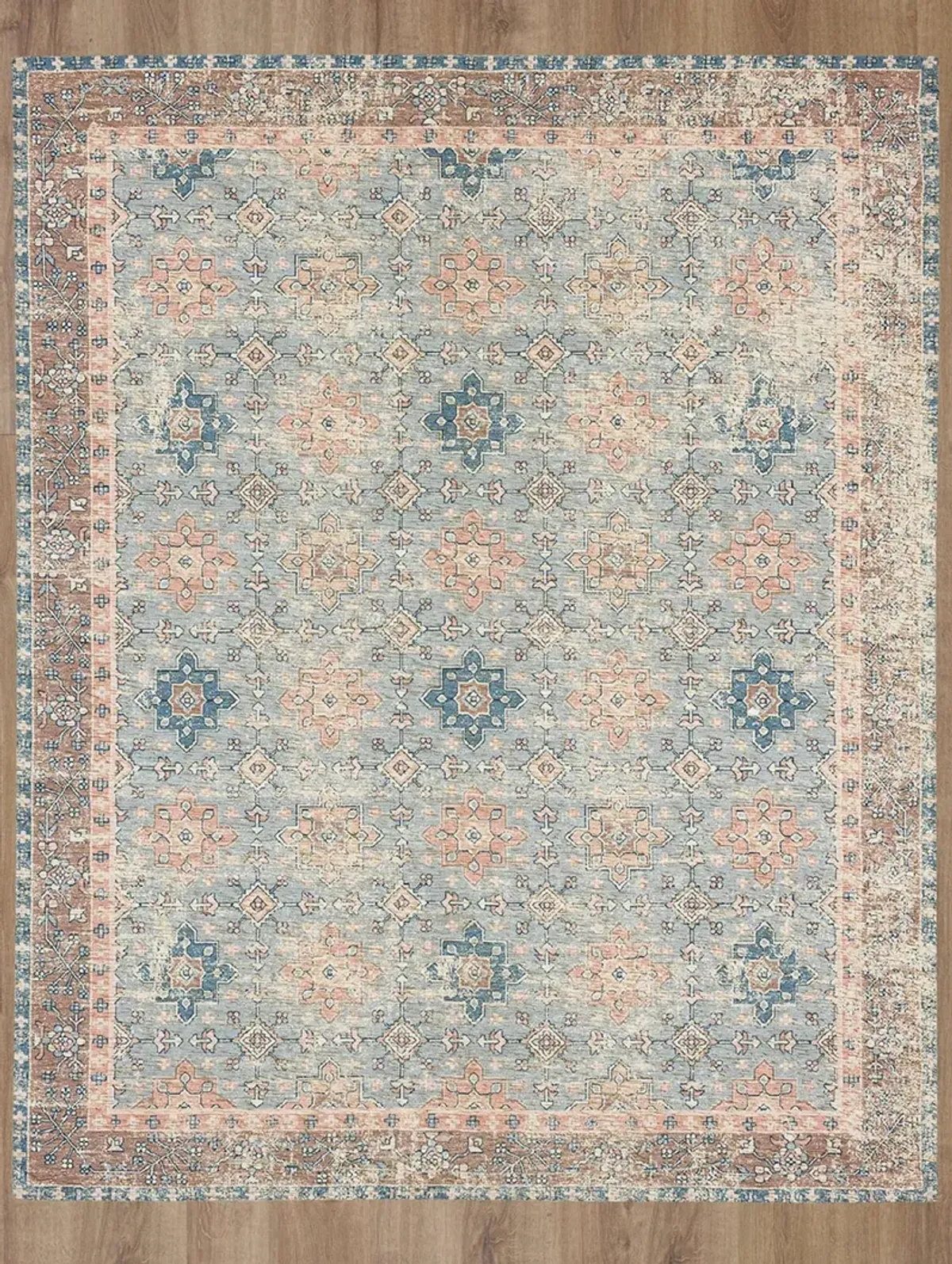 Zula Hazega Blue/Rose 2' 4" X 8' Rug