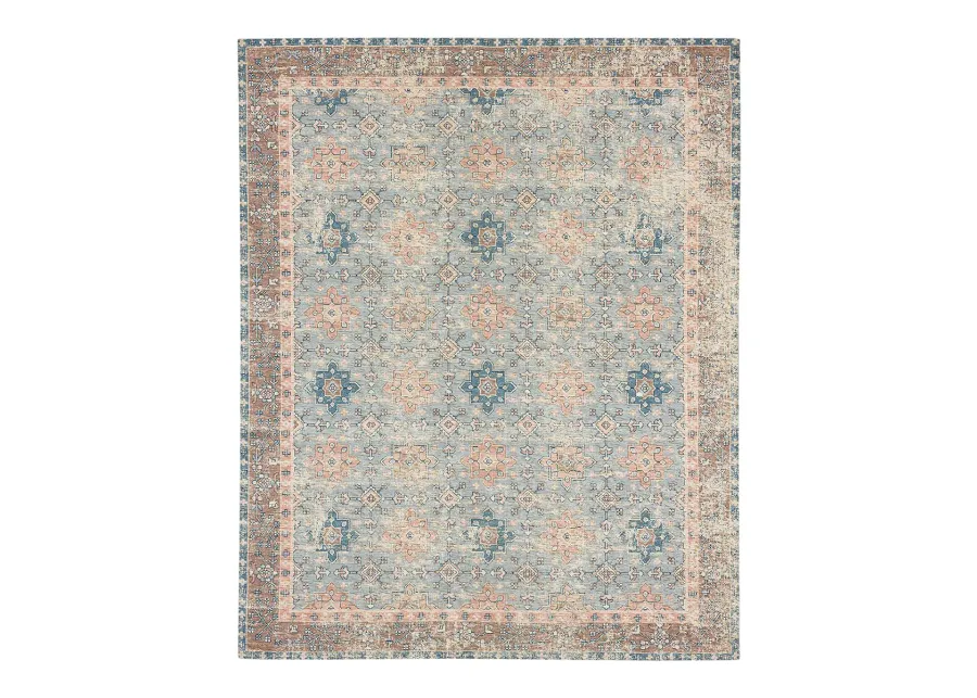 Zula Hazega Blue/Rose 2' 4" X 8' Rug