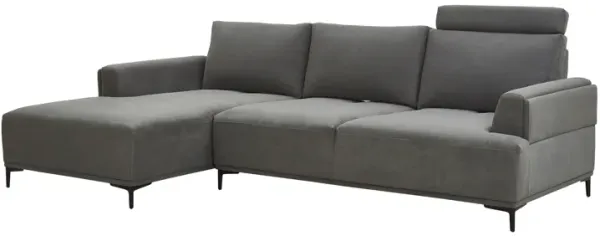 Pasargad Home Modern Lucca Sectional Sofa with Push Back Functional, Left Facing Chaise, Grey