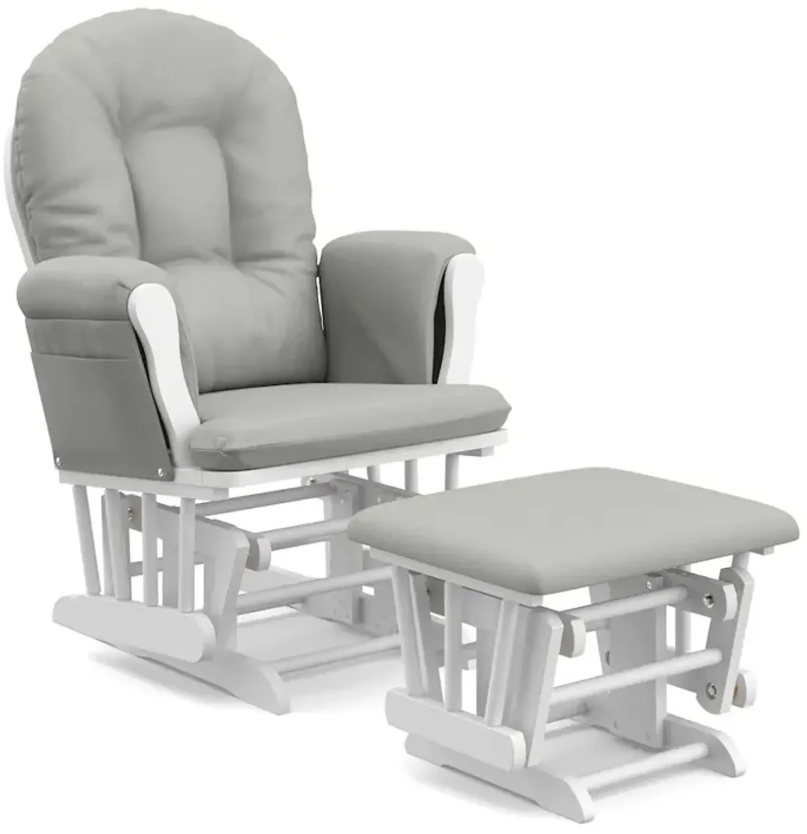 Storkcraft Hoop Glider and Ottoman - White with Light Gray