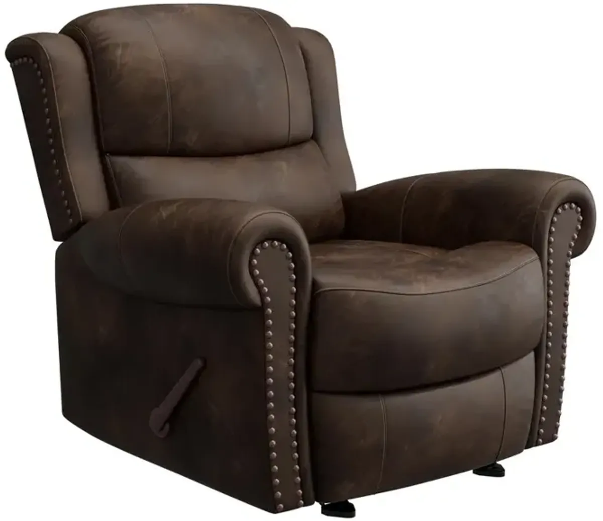 ProLounger Rocker Recliner in Distressed Saddle Brown Faux Leather