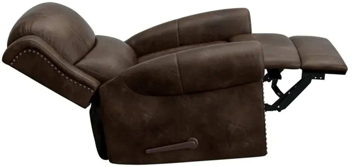 ProLounger Rocker Recliner in Distressed Saddle Brown Faux Leather