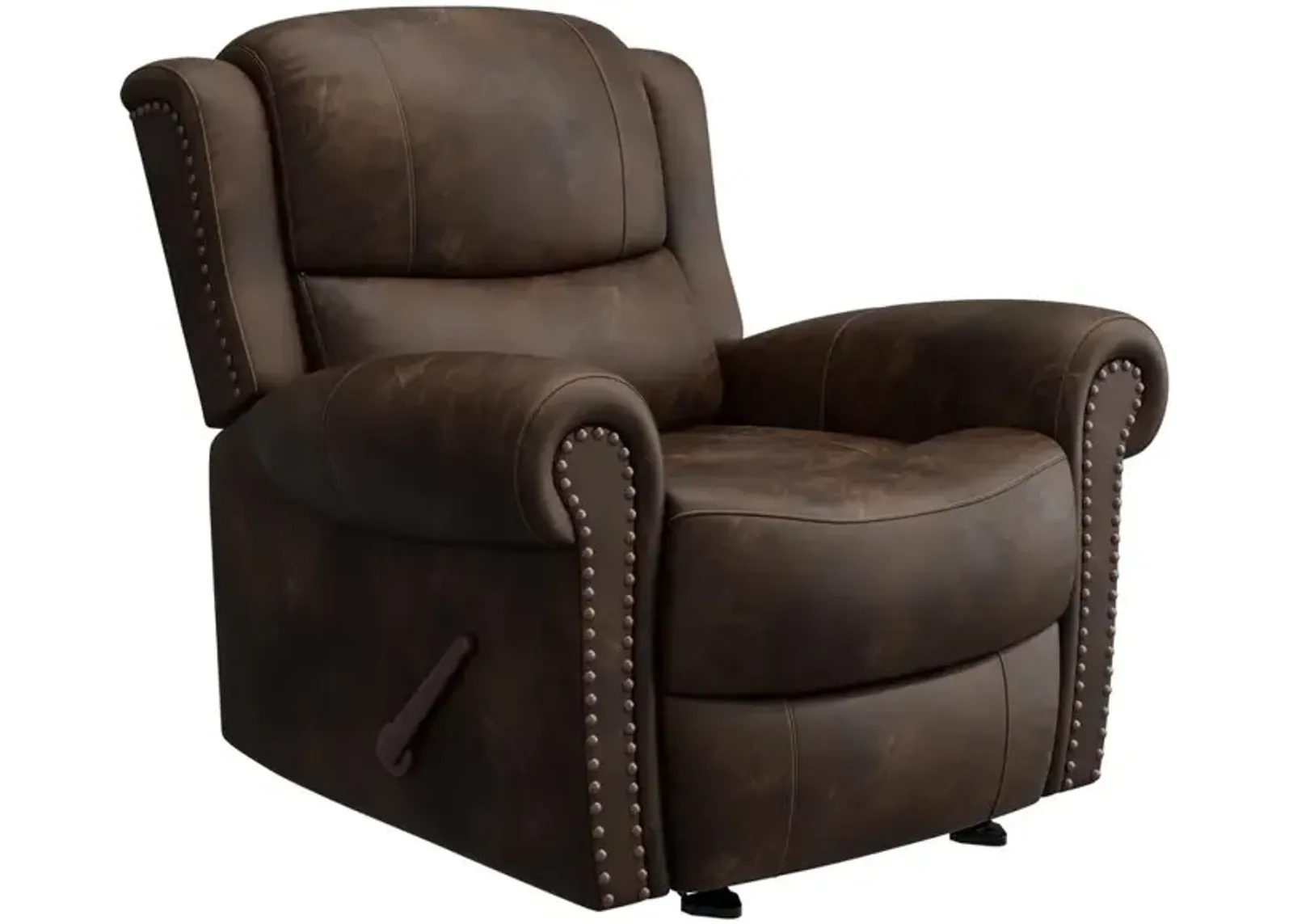 ProLounger Rocker Recliner in Distressed Saddle Brown Faux Leather