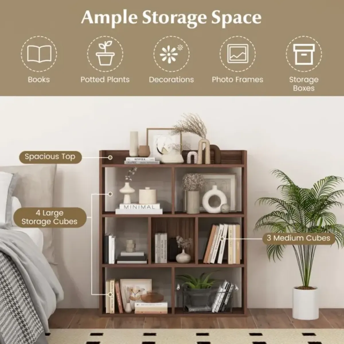 Hivvago 7 Cubes Open-back Bookshelf with Anti-Toppling Devices