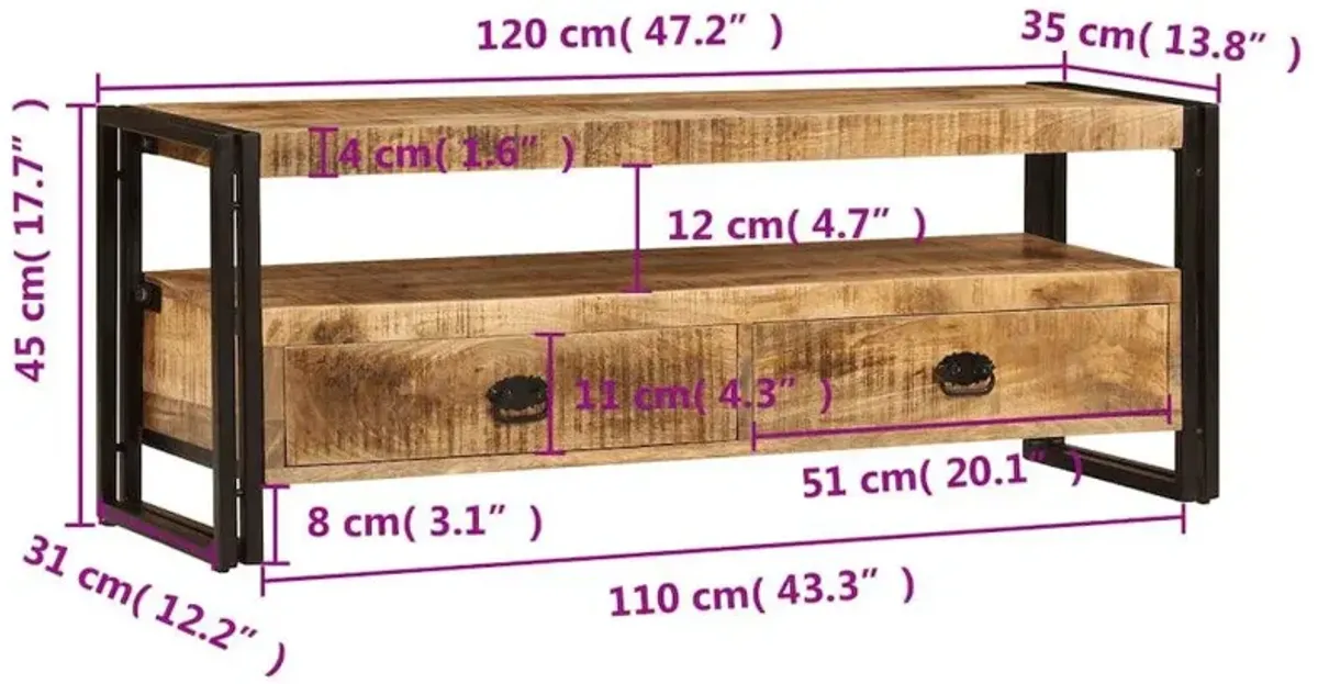 vidaXL TV Cabinet Solid Mango Wood