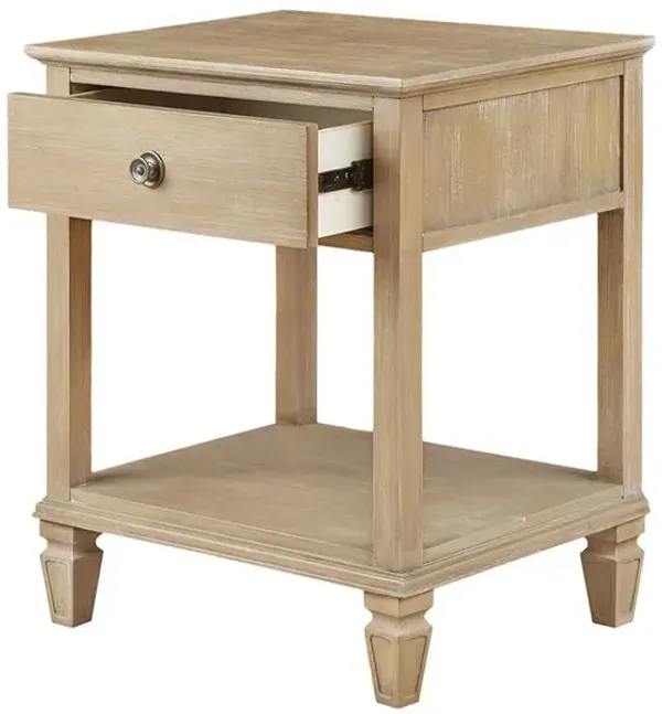 Starlight Canyon Home Rustic Brown Nightstand With Rubber Wood Frame And Metal Accents For Bedroom