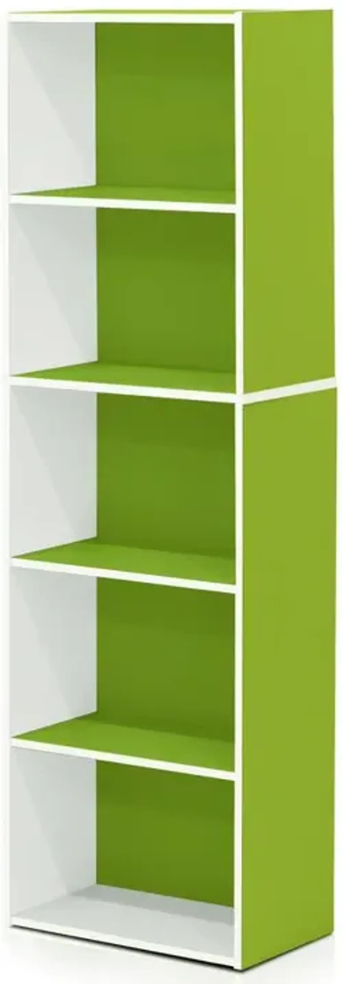 Furinno Luder 5-Tier Reversible Color Open Shelf Bookcase, White/Light Blue