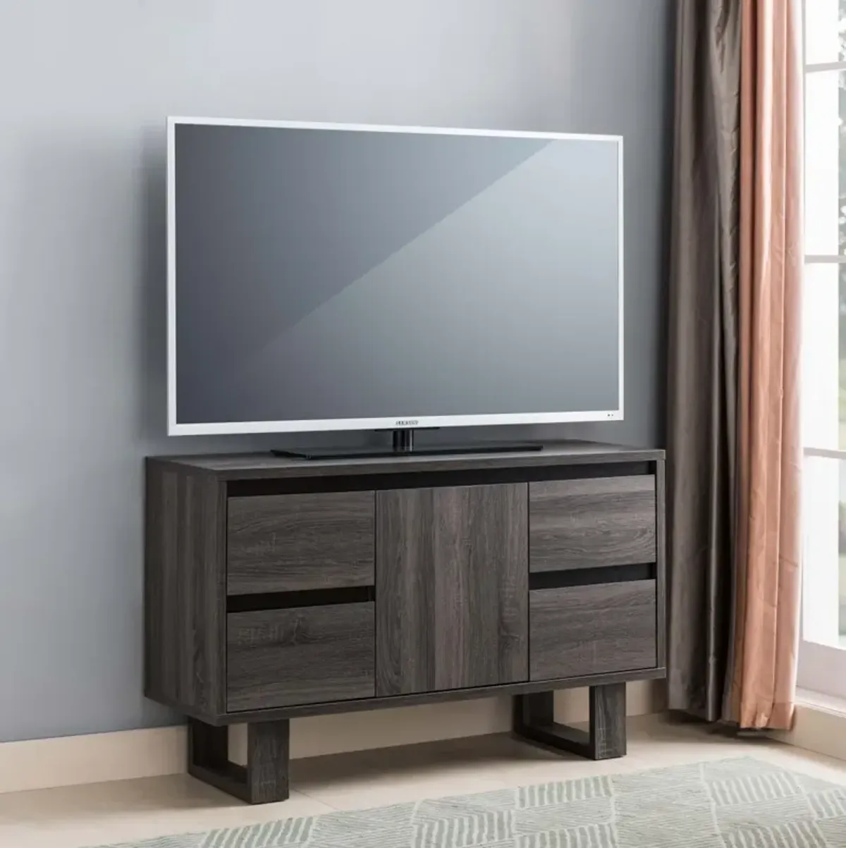 TV Stand Distressed Grey Black