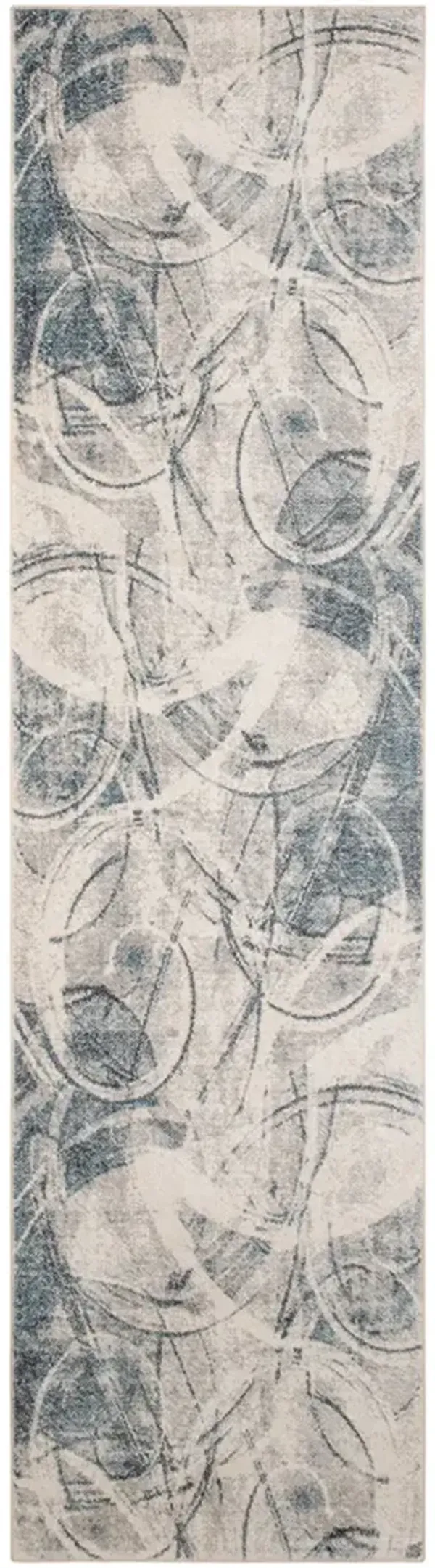 Astra Machine Washable ASW14 Silver/Blue 2'2" x 8' Rug