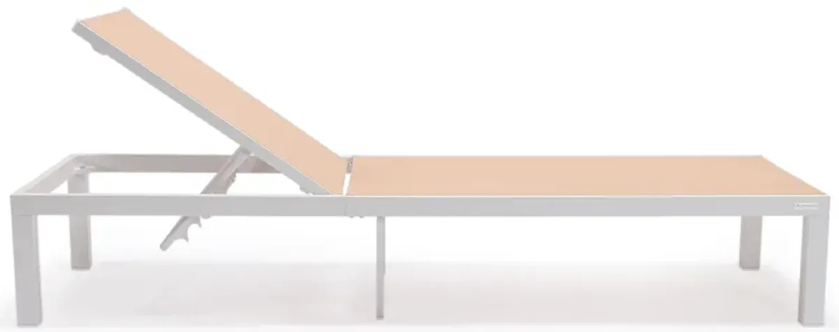 LeisureMod Marlin Patio Chaise Lounge Chair With White Aluminum Frame in Burgundy